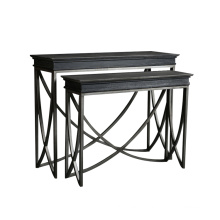 Mayco Wrought Iron 2 Piece Rectangular Handcrafted Nesting Console Table Set for Living Room